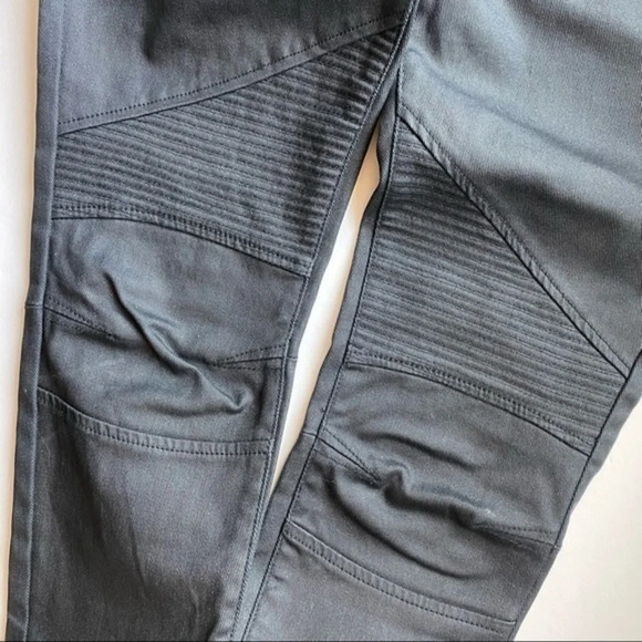 Armani Exchange • Charcoal Grey Waxed Coated Moto Skinny Pants - Picture 4 of 8